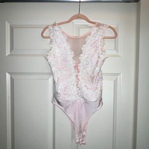 White lace floral bodysuit